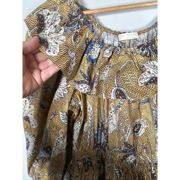 Ulla Johnson Giselle Ruffle Mini Dress Oleander Floral Cotton Womens Sz 6 Yellow - Picture 3 of 10